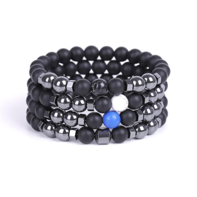 Black Iron Ore turquoise bead bracelet
