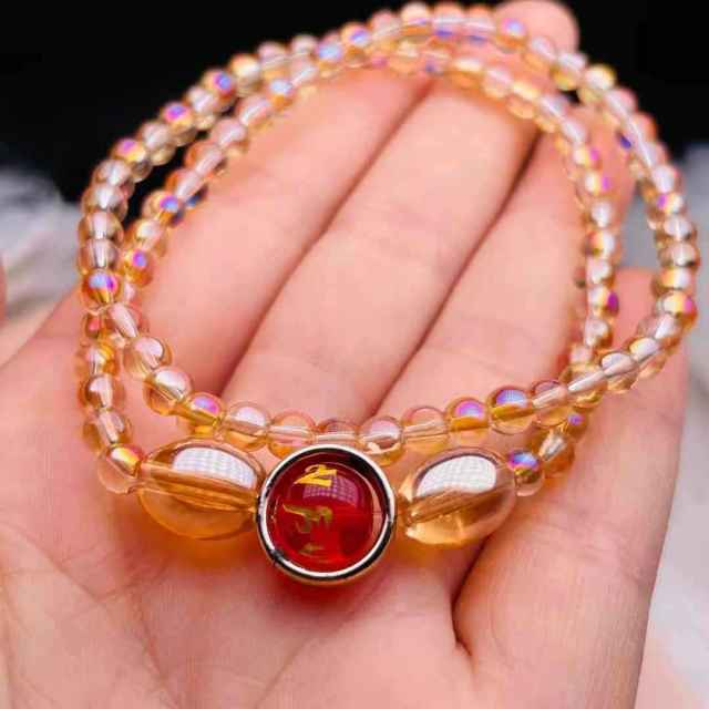 Amber Crystal double layers bead bracelet