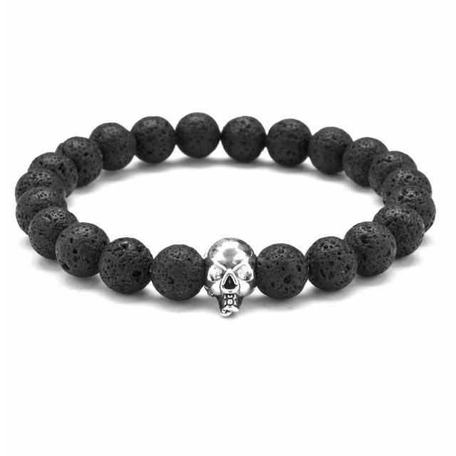 Skull lava turquoise bead bracelet