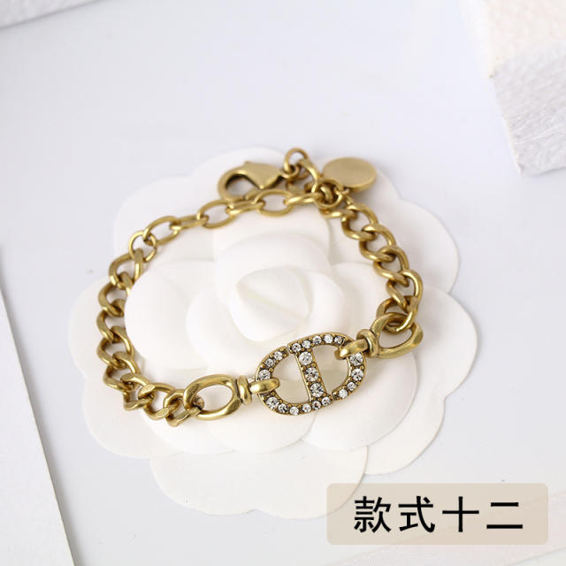 Vintage CD letter Women's brass bracelet