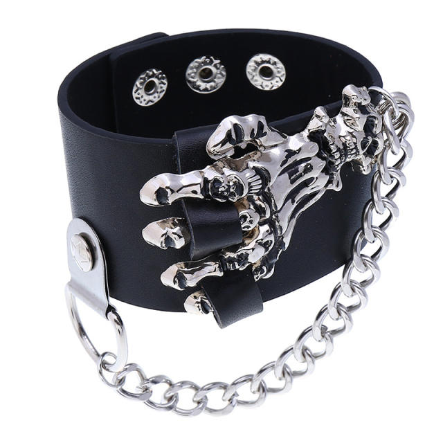 Hand bone leather cuff bracelet