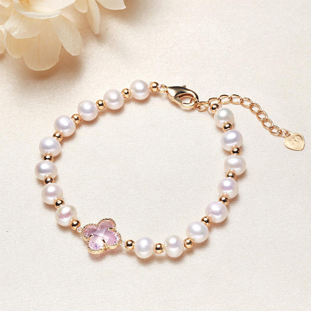 Clover freshwater pearl bracelet