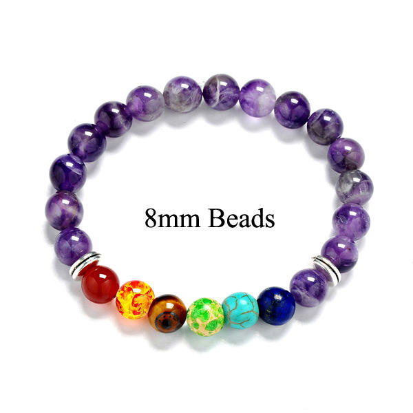 Turquoise lava agate amethyst chakra bead bracelet