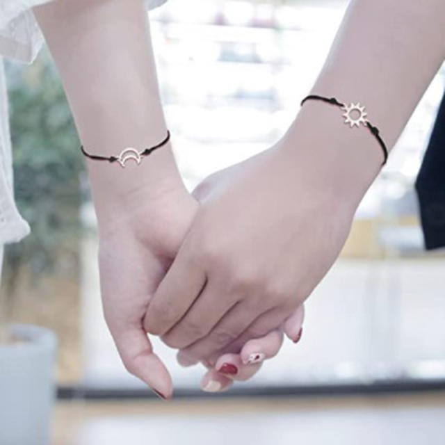 Sun and Moon heart couple string bracelet