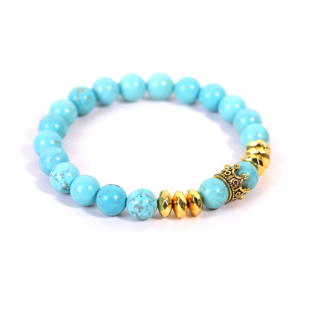 Crown lava turquoise bead bracelet