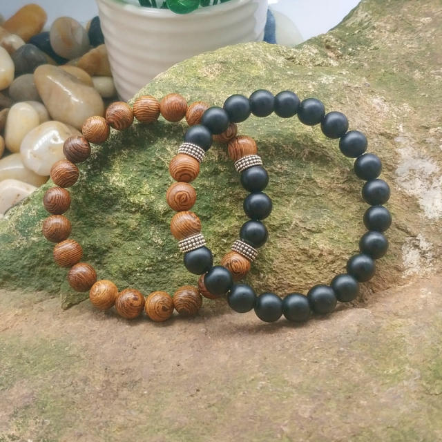 Lava wood bead bracelet