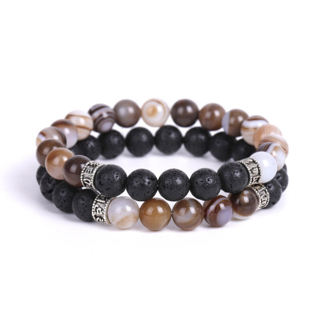 Agate lava beads bracelet