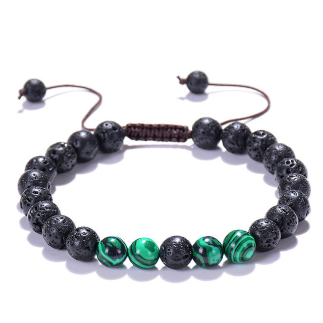 Malachite lava Tigereye turquoise bead bracelet