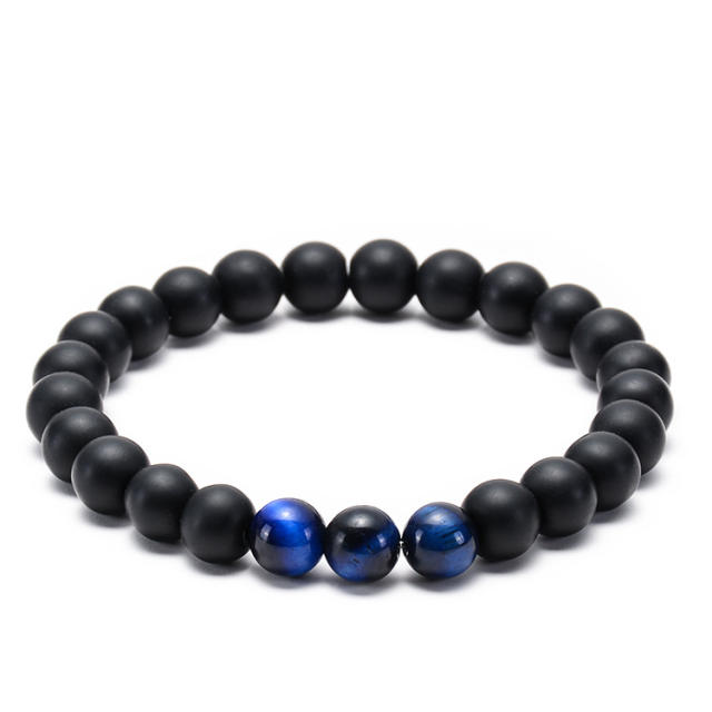Turquoise Tigereye lava beads couple bracelet