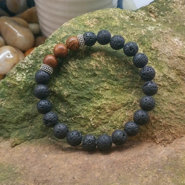 Lava wood bead bracelet