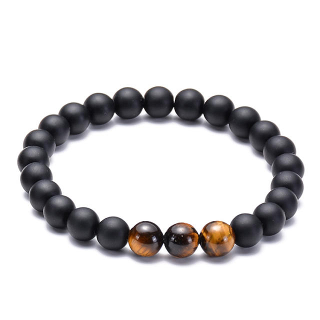 Turquoise Tigereye lava beads couple bracelet
