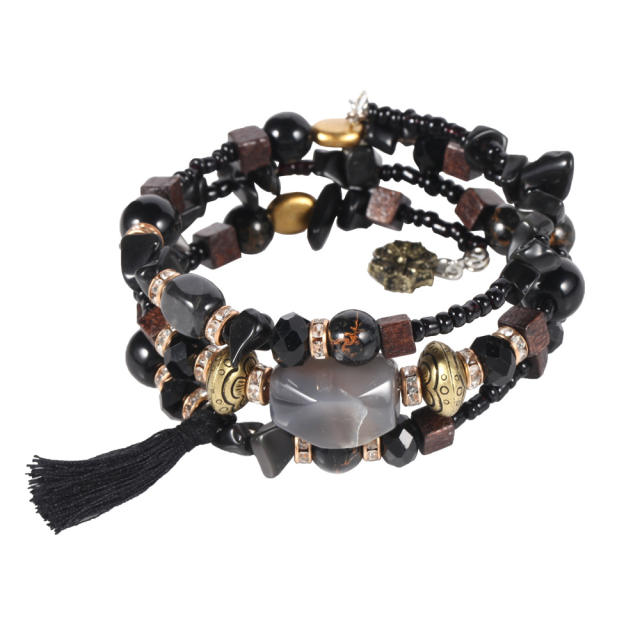 Agate shell crystal beads bracelet Bohemian