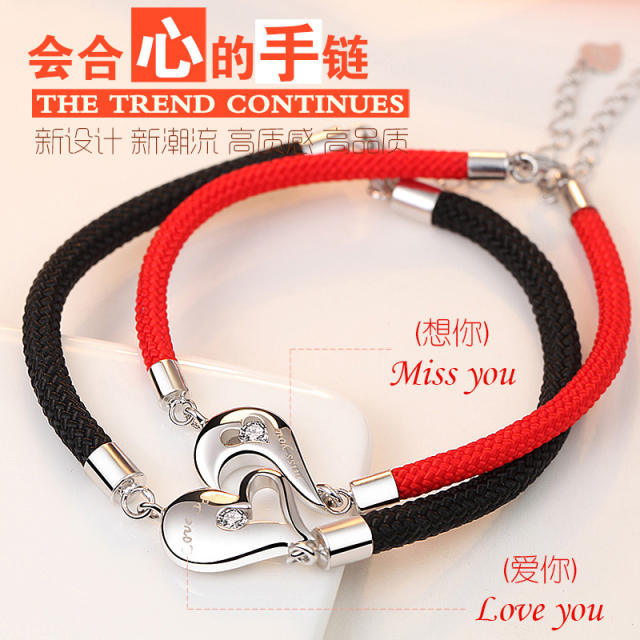 Heart couple string bracelet