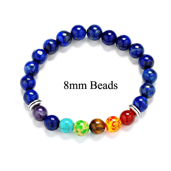 Turquoise lava agate amethyst chakra bead bracelet