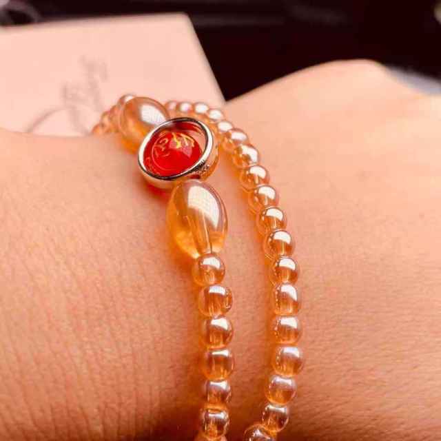 Amber Crystal double layers bead bracelet