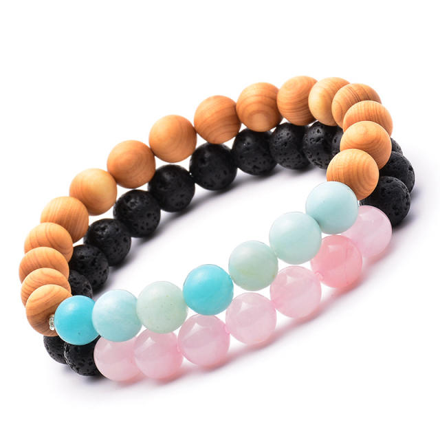 Lava turquoise agate beads bracelet