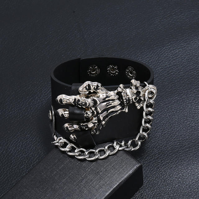 Hand bone leather cuff bracelet