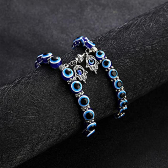 Magnetic hamsa hand evil's eye bead bracelet