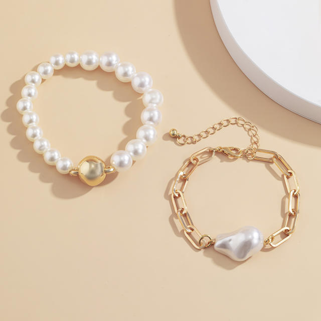Baroque pearl bracelet 2 pcs set