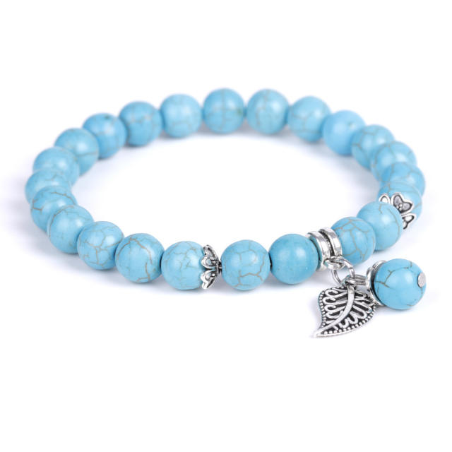 Lotus Leaf turquoise bead bracelet