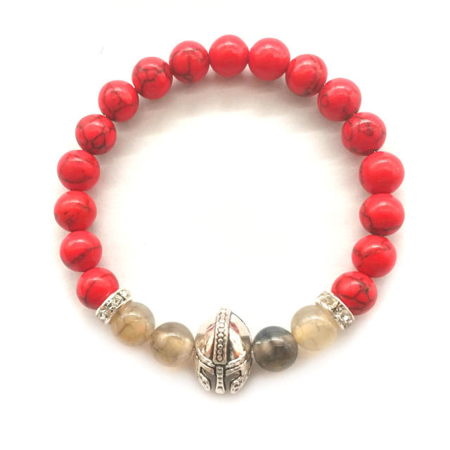 Crown natural stone bead bracelet
