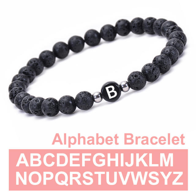Letter lava beads bracelet