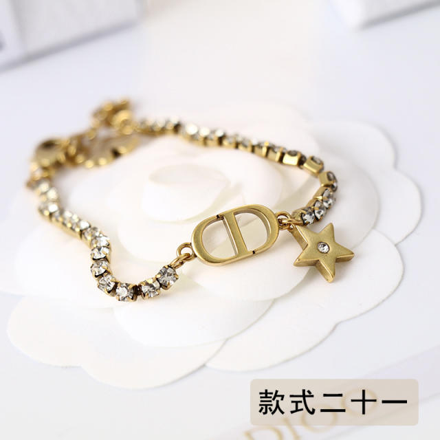 Vintage CD letter Women's brass bracelet