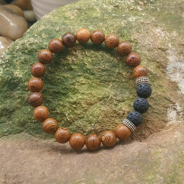 Lava wood bead bracelet