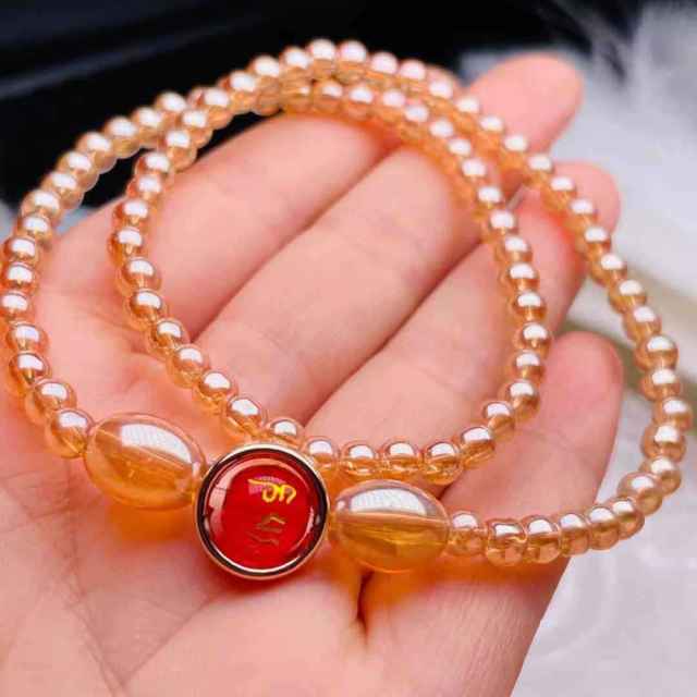 Amber Crystal double layers bead bracelet