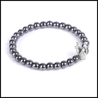Cross black iron ore bead bracelet