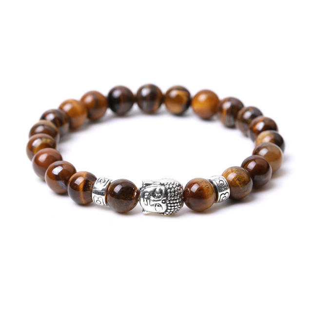 Buddha head Tigereye turquoise  bead bracelet