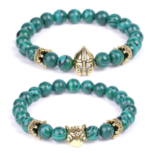 Helmet lava turquoise bead bracelet