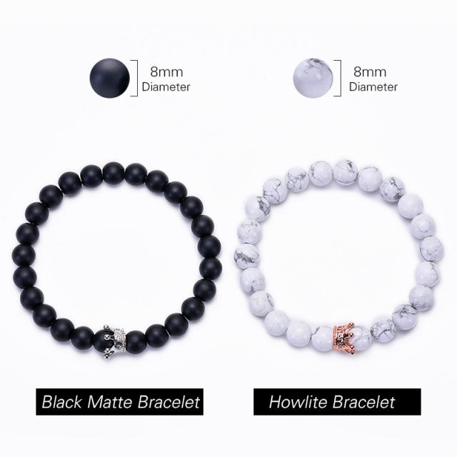Crown turquoise lava beads bracelet