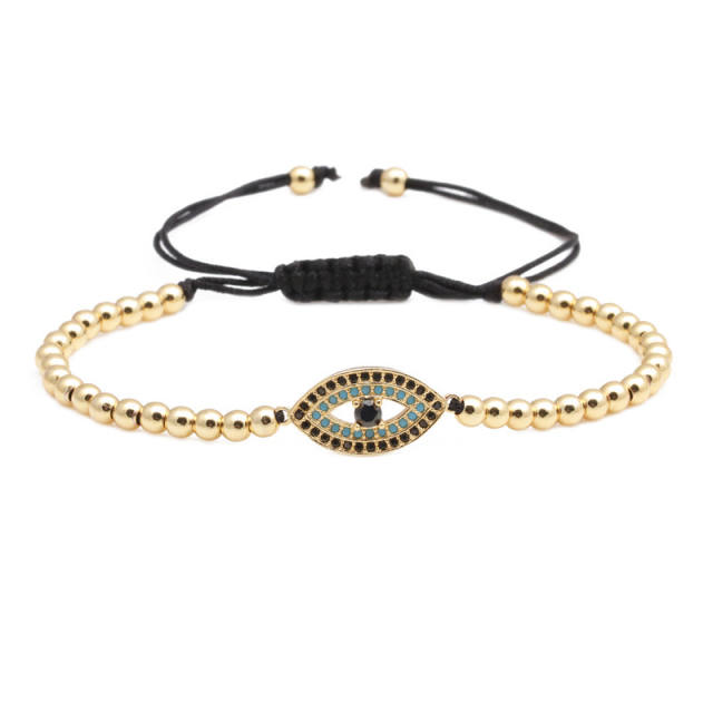 Evil eye gold bead bracelet