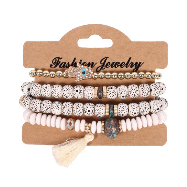 Retro Bodhi beads multi-layer tassel bracelet