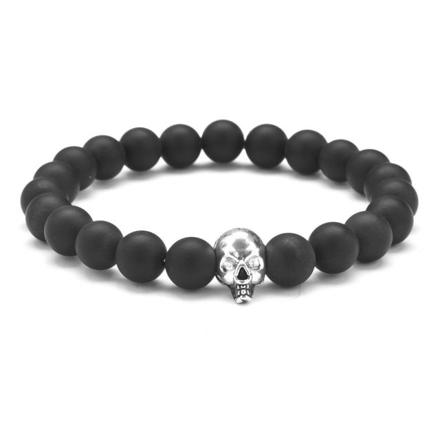 Skull lava turquoise bead bracelet