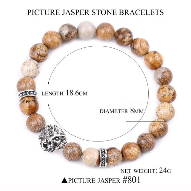 Lava Picture stone chakra bead bracelet