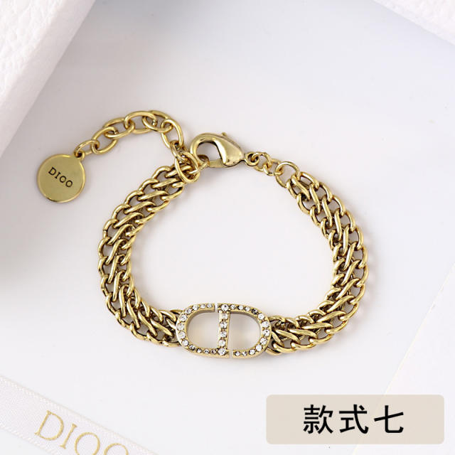 Vintage CD letter Women's brass bracelet