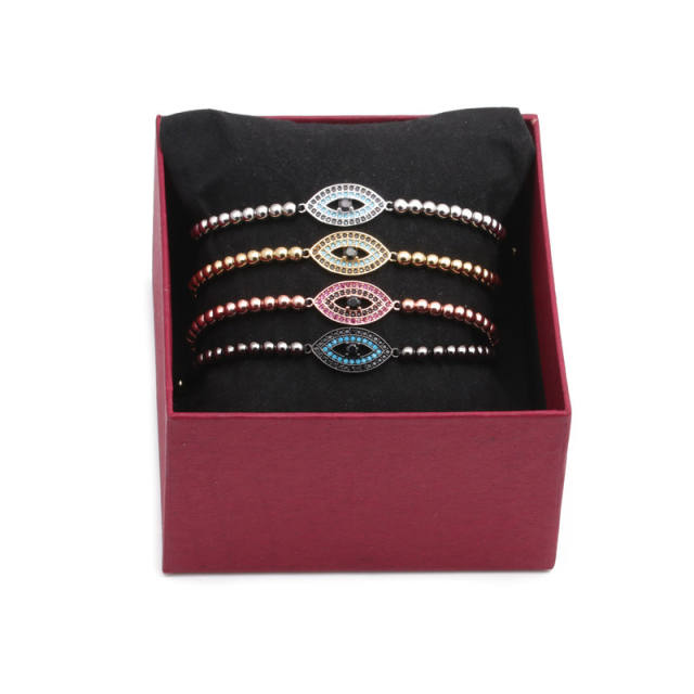 Evil eye gold bead bracelet