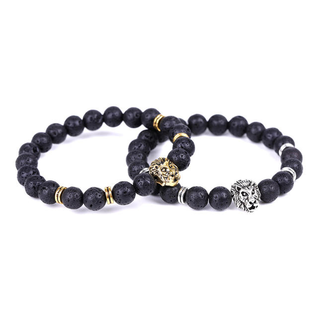 Lion's Head lava  bead bracelet