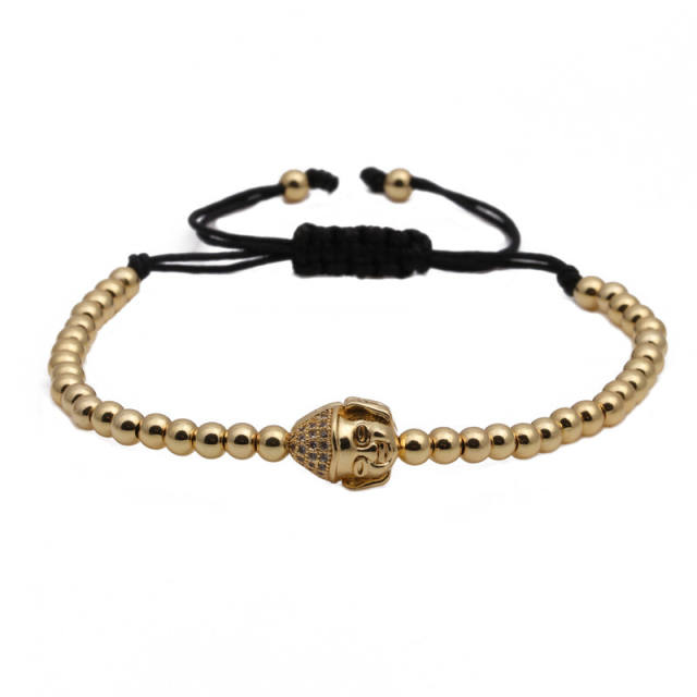 Buddha head gold bead bracelet