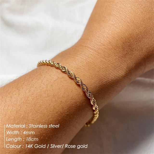 14KG stainless steel rope chain curban chain layer bracelet