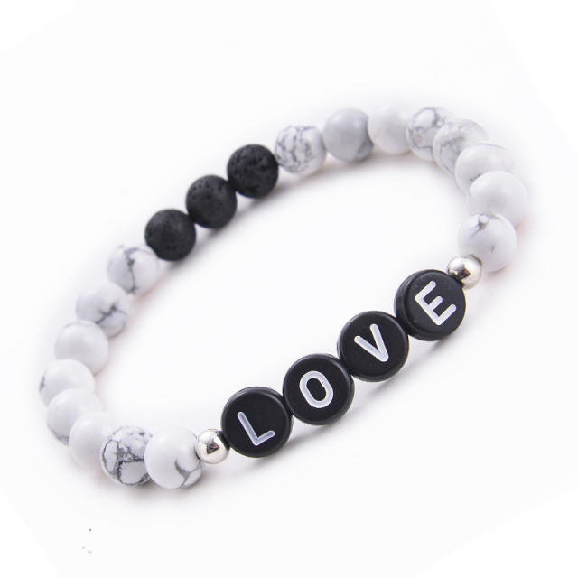 LOVE turquoise lava beads bracelet