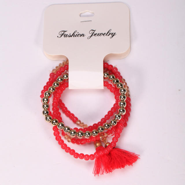 Bohemian small bead tassel bracelet