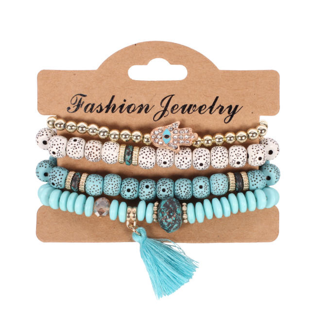 Retro Bodhi beads multi-layer tassel bracelet