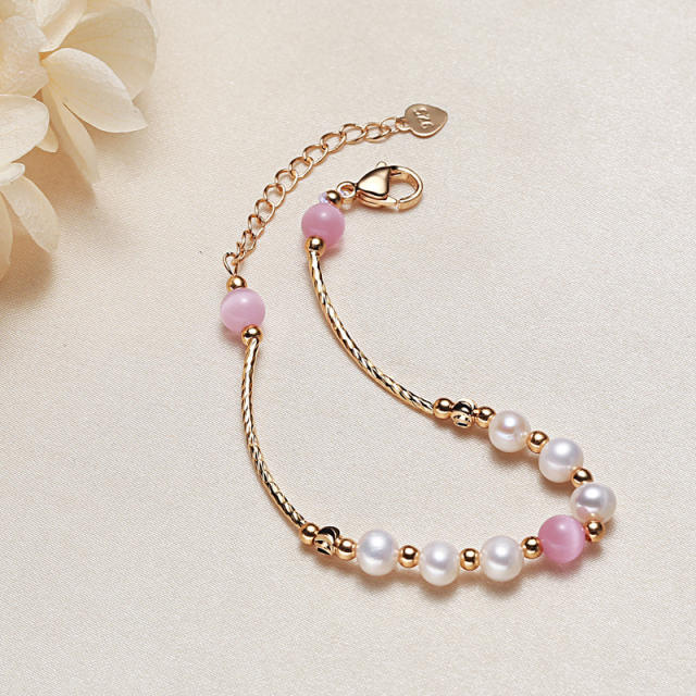 Freshwater pearl opal bracelet