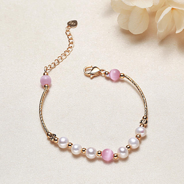 Freshwater pearl opal bracelet