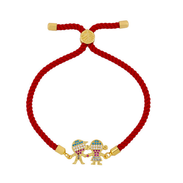 New color zircon boy girl red rope bracelet