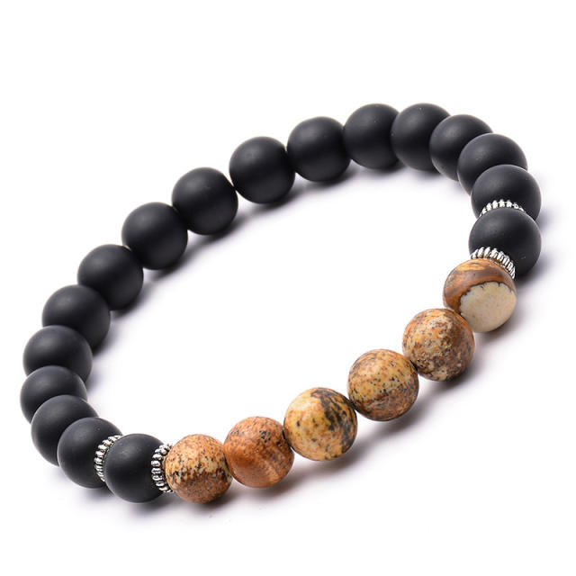 Lava turquoise agate beads bracelet