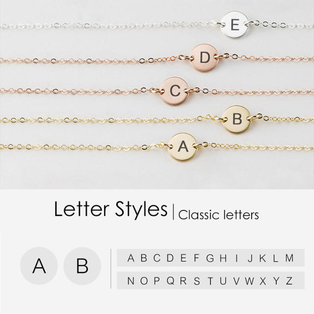 Inital letter stainless steel danity bracelet